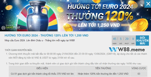 Thông tin về khuyến mãi hướng tới euro 2024 tại nhà cái w88